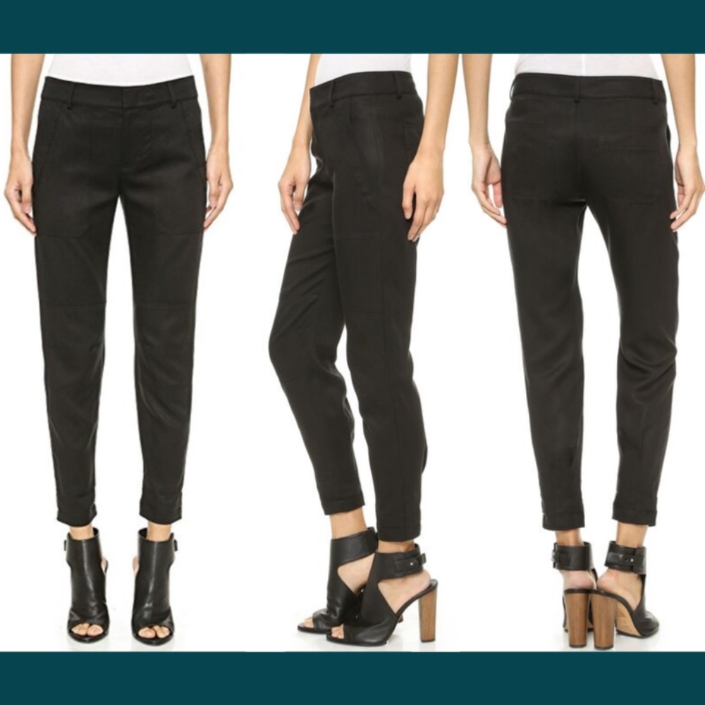 NWT VINCE Mid Rise‎ Twill Cargo Pants in Black [SZ 2 ]